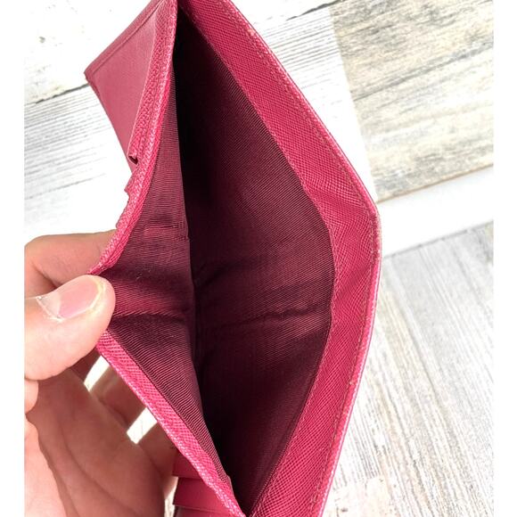 Prada Women’s Pink Saffiano Leather Tri-Fold Wallet Designer Card Holder Italy - Picture 6 of 7